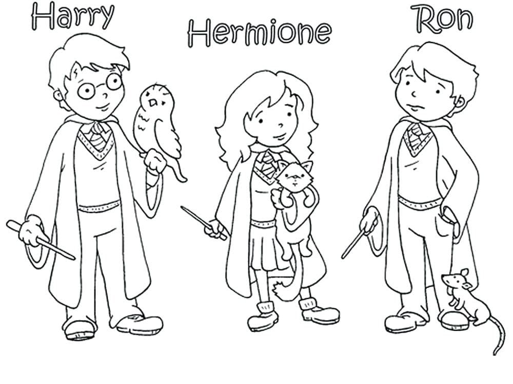 Coloriage Harry Potter et ses amis - Dessin gratuit à imprimer