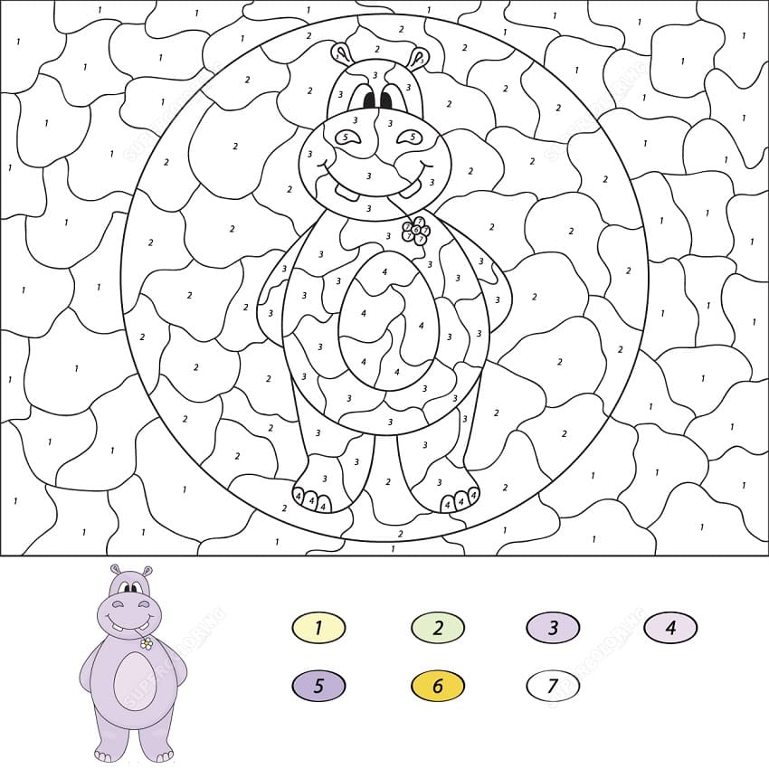 Coloriage hippopotame magique maternelle à imprimer