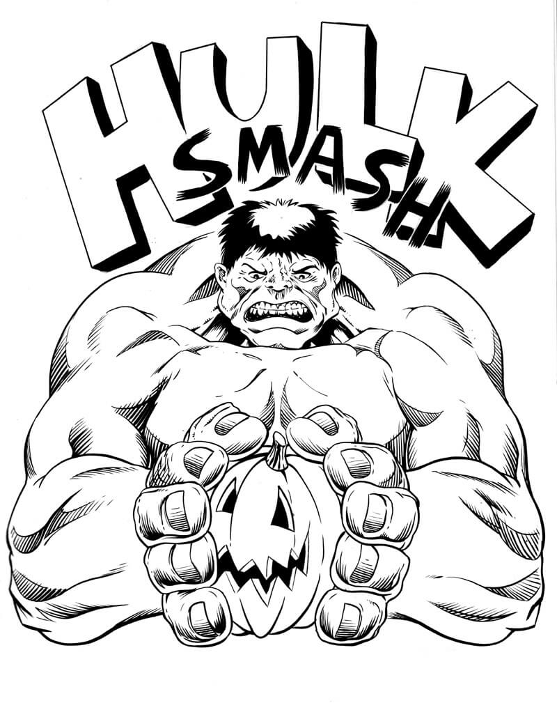 Coloriage hulk et citrouille