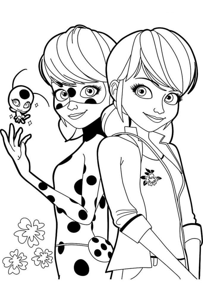 Coloriage ladybug et chat noir 1 à imprimer