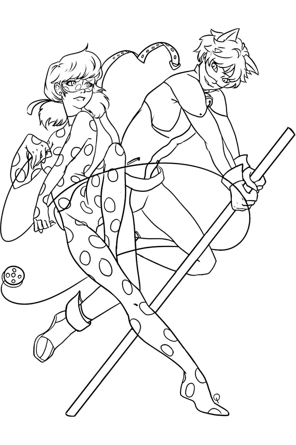 Coloriage ladybug et chat noir