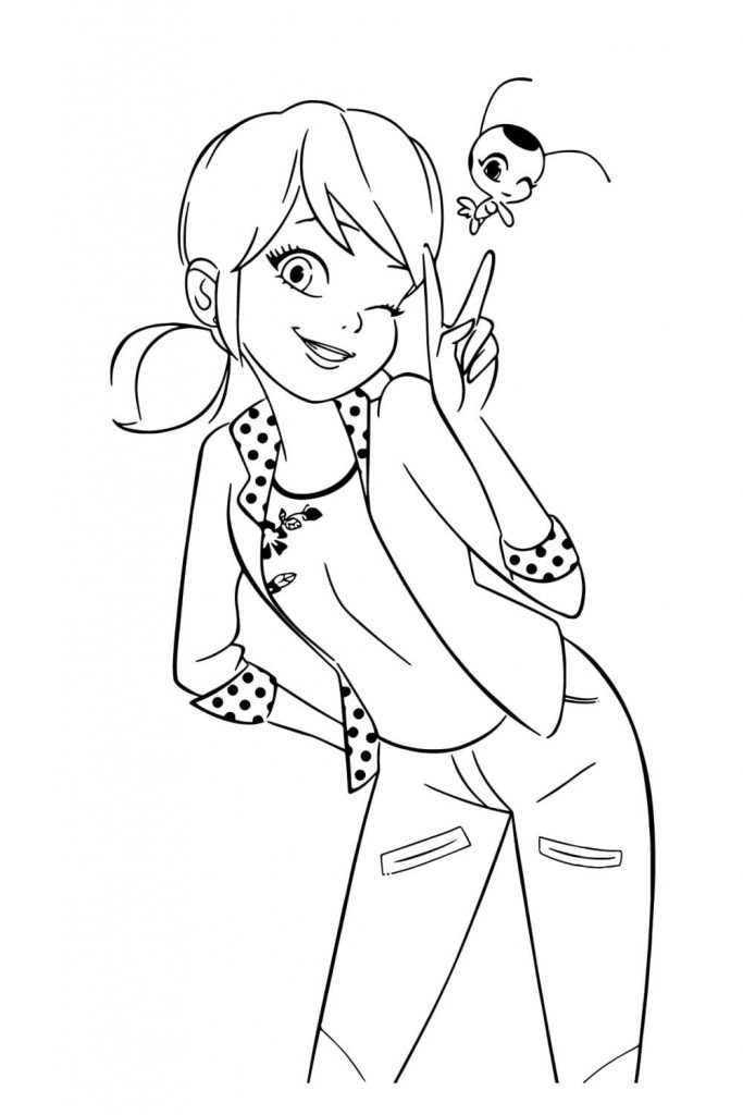 Coloriage marinette dupaincheng et tikki à imprimer