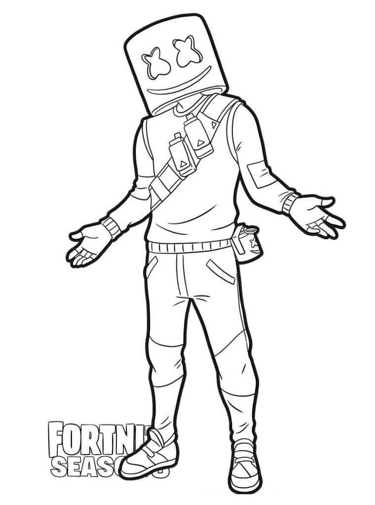 Coloriage marshmello fortnite 1 à imprimer