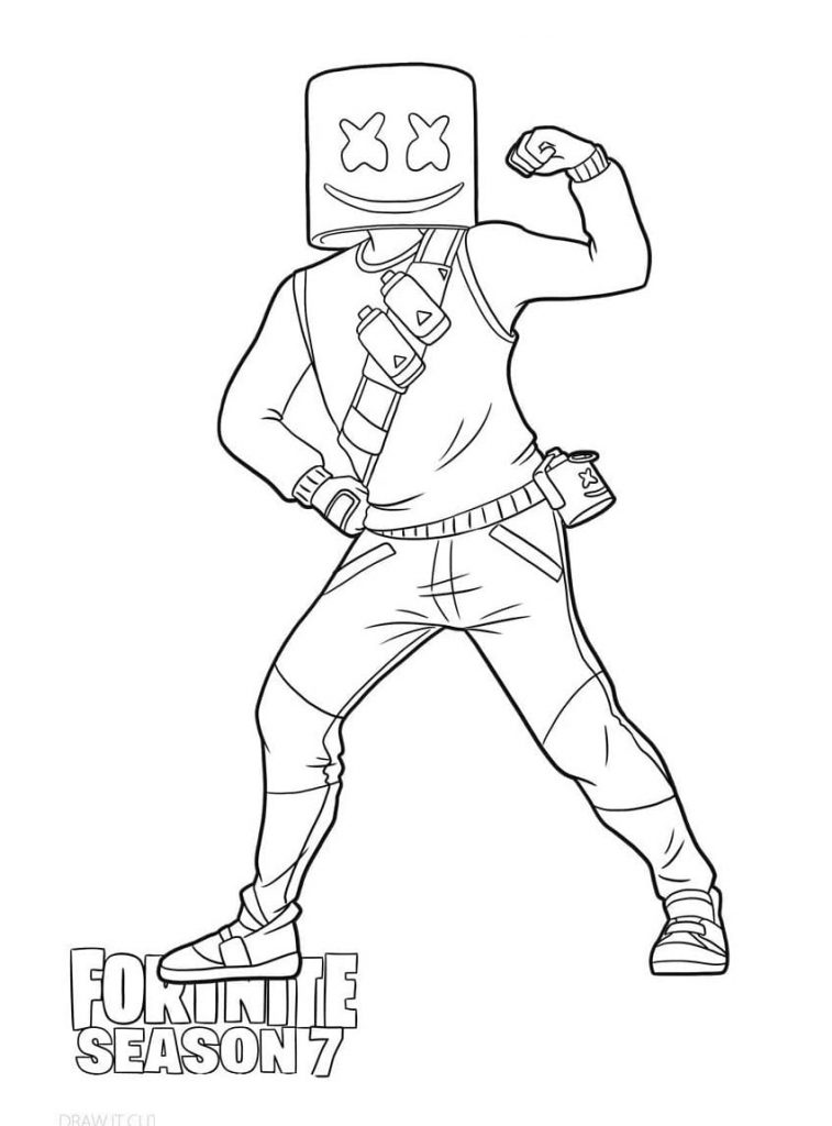 Coloriage marshmello fortnite à imprimer