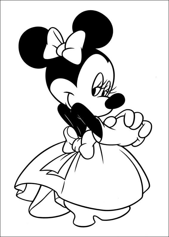 Coloriage minnie mouse timide