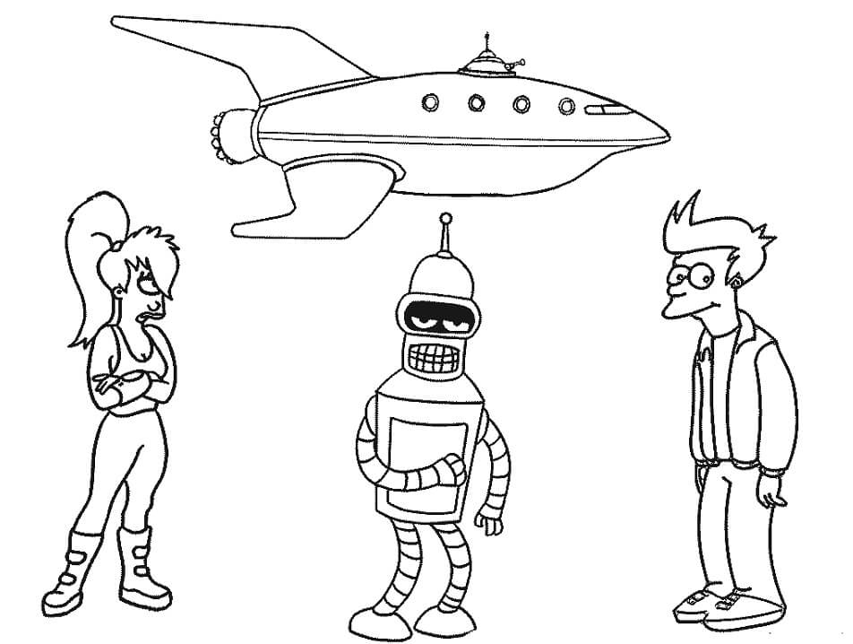 Coloriage personnages de futurama à imprimer