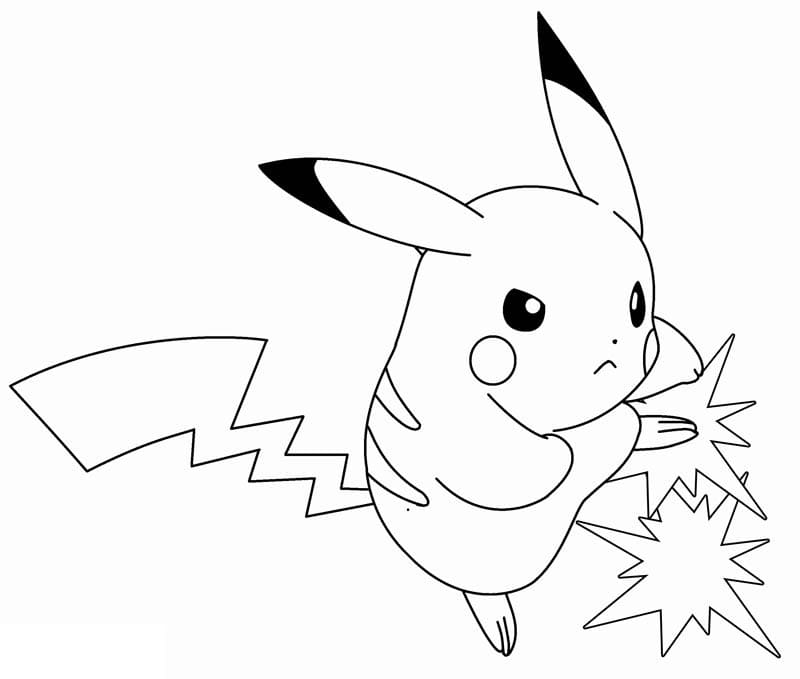 Coloriage pikachu en colère à imprimer