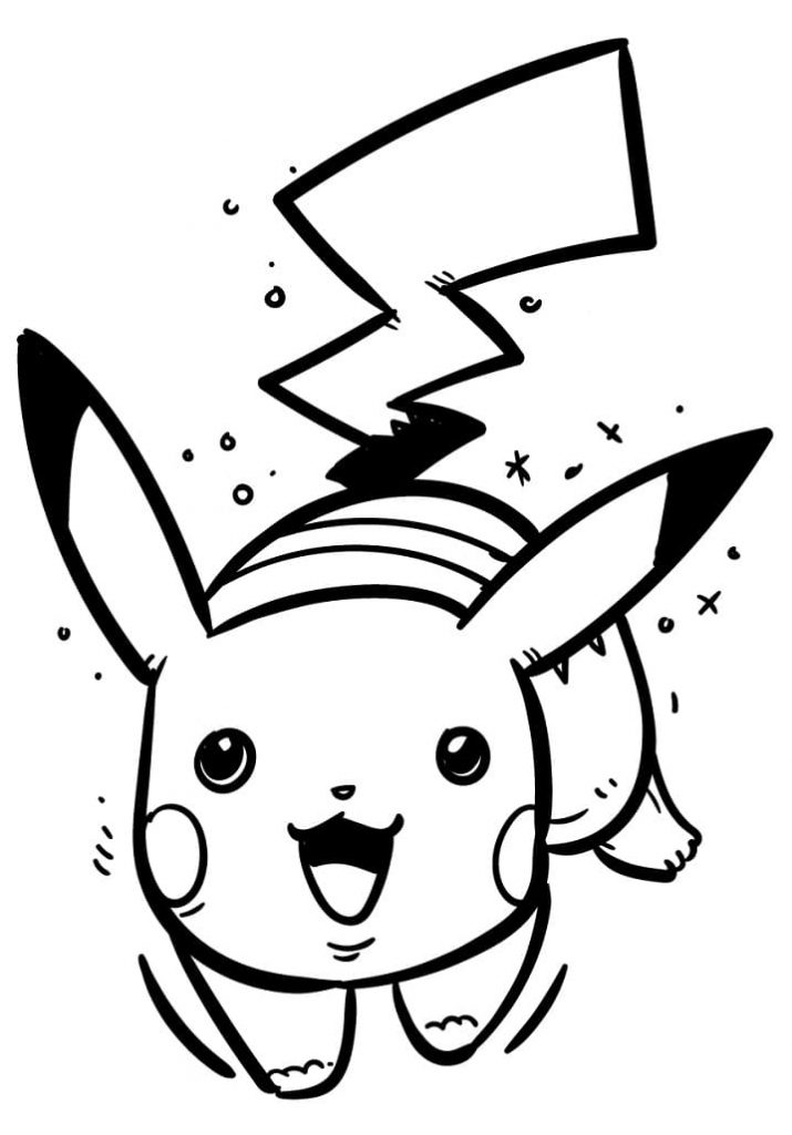 Coloriage pikachu en cours d’exécution à imprimer