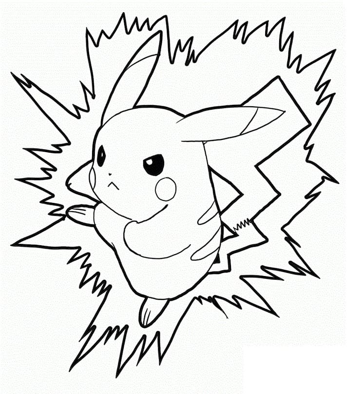 Coloriage pikachu est en colère à imprimer