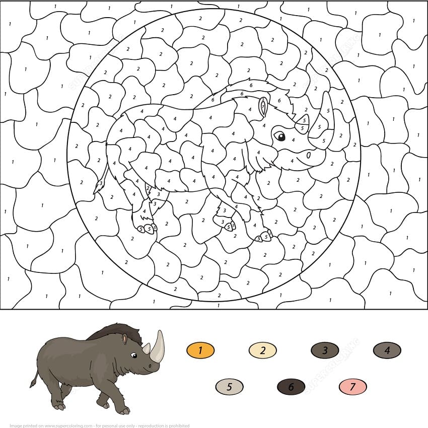 Coloriage rhinocéros magique cp à imprimer
