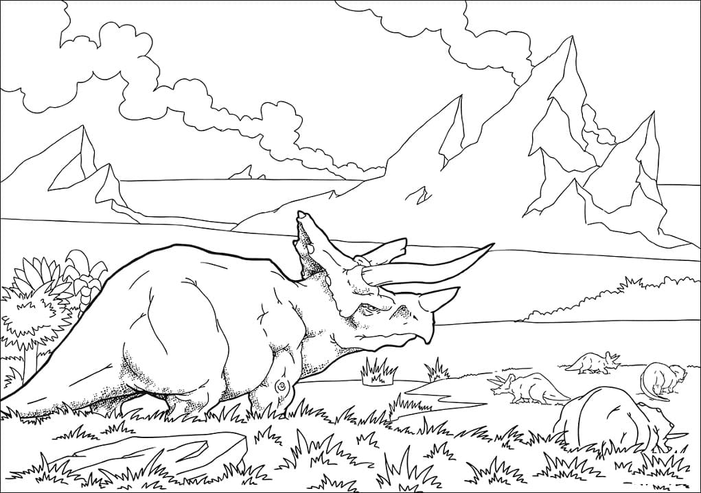 Coloriage tricératops 1