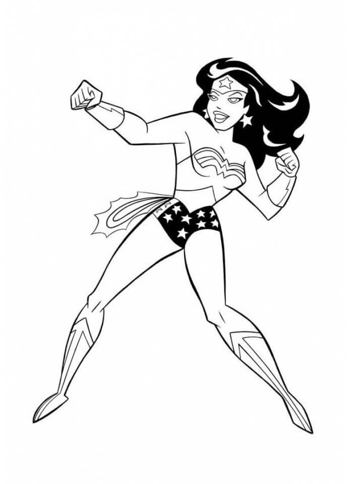 Coloriage wonder woman au combat à imprimer