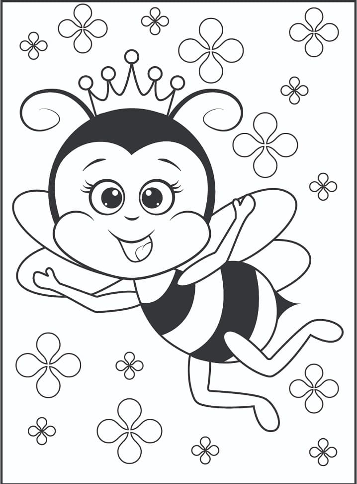 Coloriage abeille mignonne à imprimer