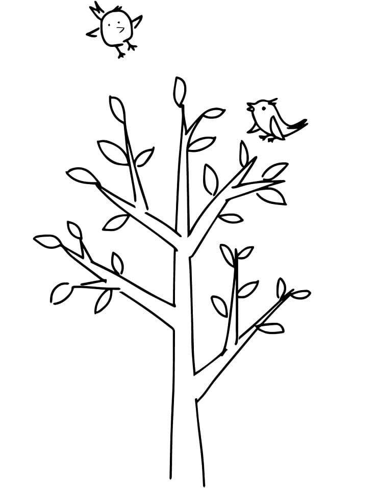 Coloriage arbre de printemps 4