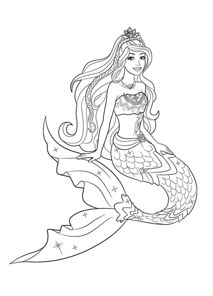 Coloriage barbie sirène merveilleux