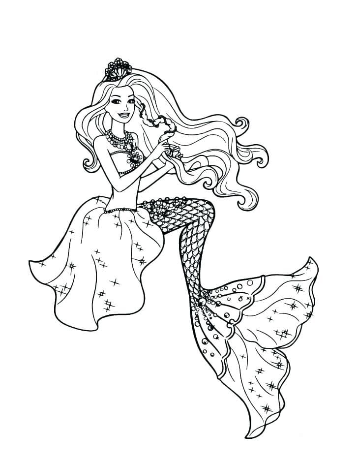 Coloriage barbie sirène mignonne