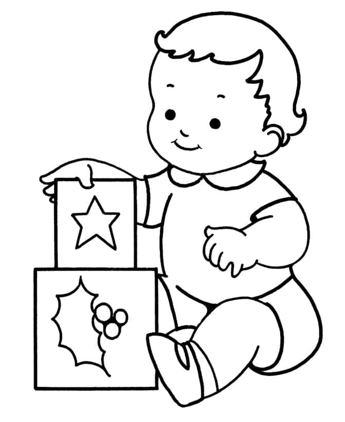 Coloriage bébé et bulles - Dessin gratuit à imprimer