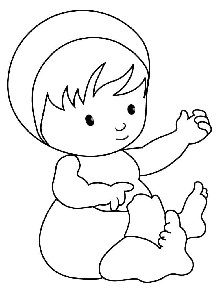 Coloriage bébé mignon 1 - Dessin gratuit à imprimer