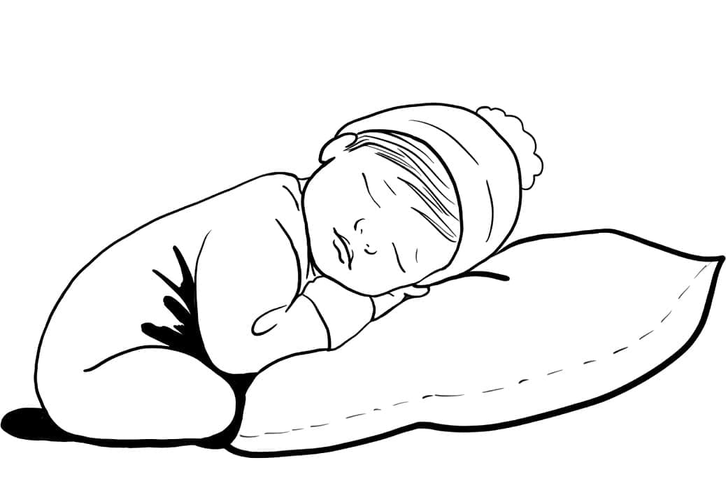 Coloriage bébé qui dort 2 - Dessin gratuit à imprimer