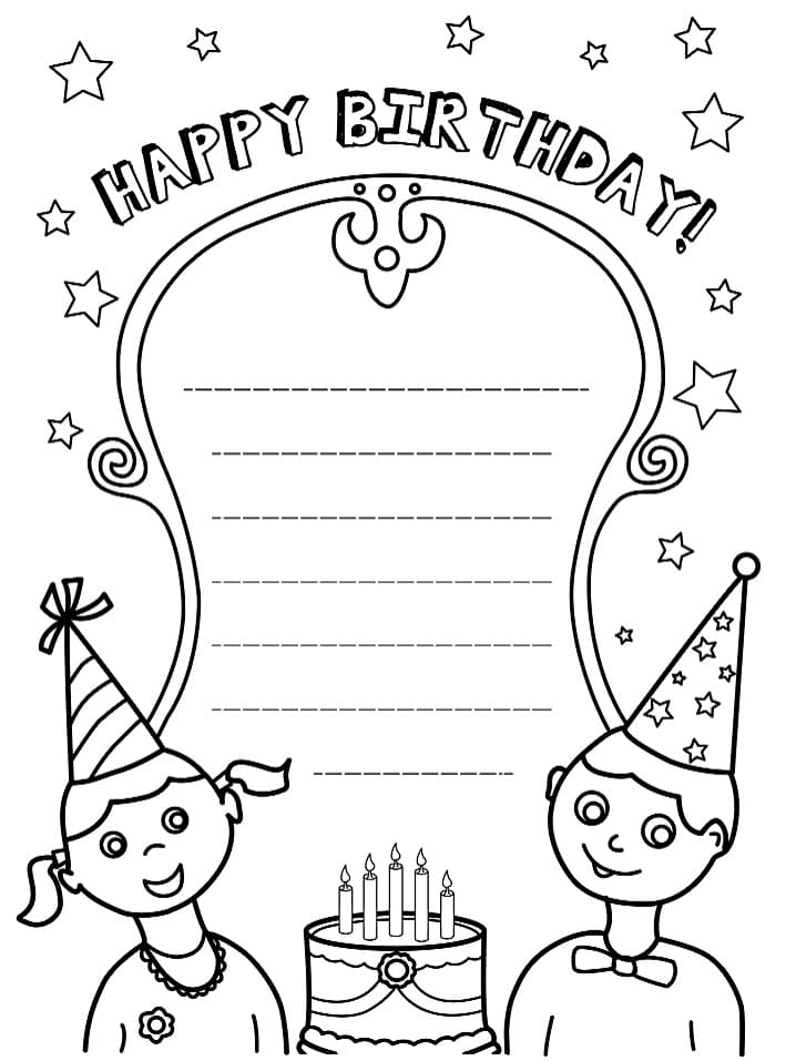 Coloriage Carte D'anniversaire 1 - Dessin gratuit à imprimer