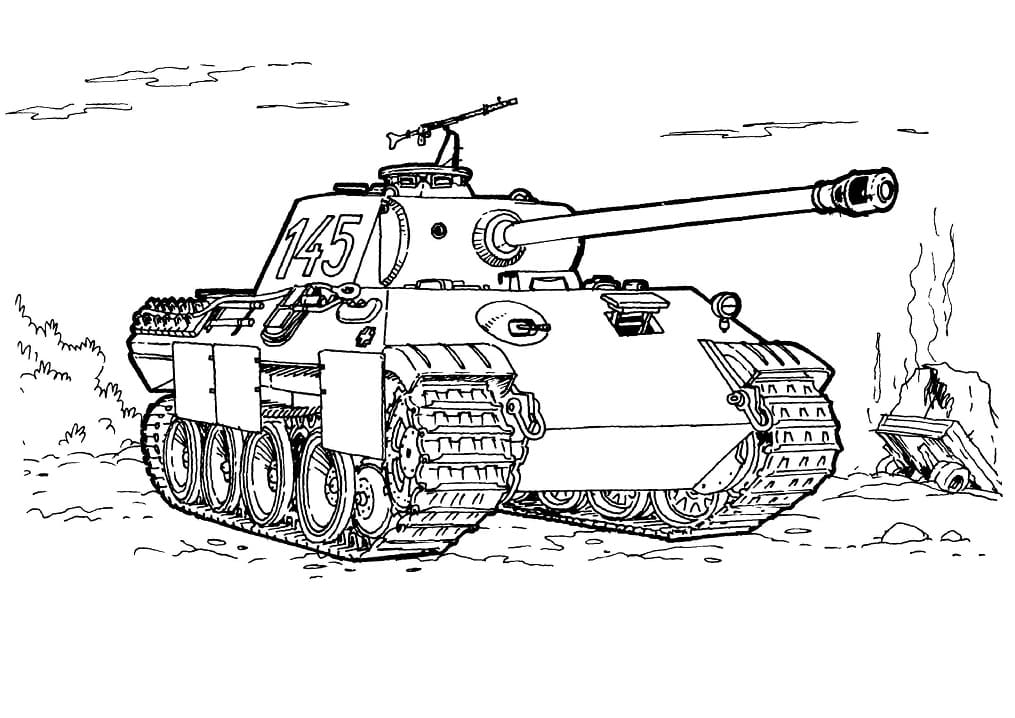 Coloriage char militaire 5