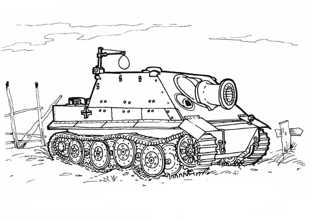 Coloriage char militaire sturmtiger à imprimer