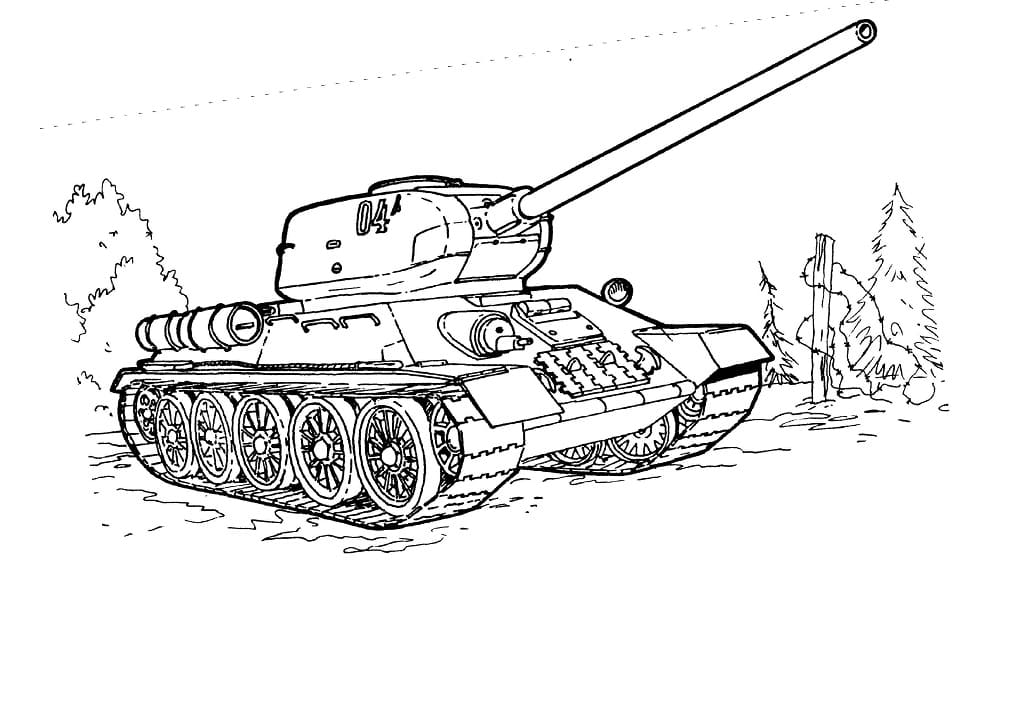 Coloriage char militaire t-34