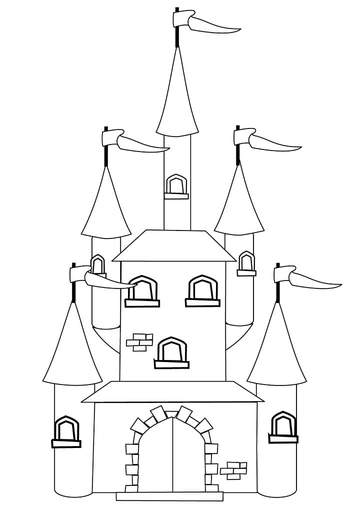 Coloriage château de conte de fées 3 à imprimer