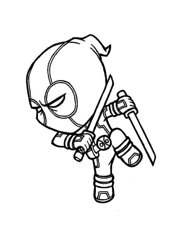 Coloriage chibi deadpool