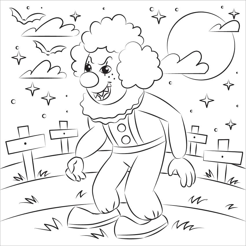 Coloriage clown maléfique 3