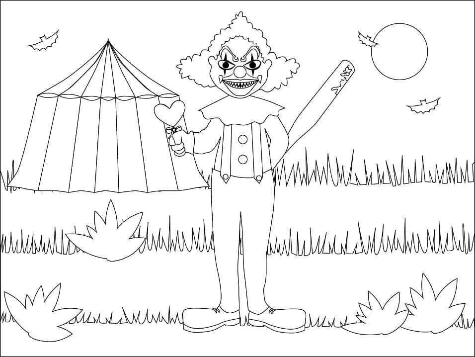 Coloriage clown maléfique