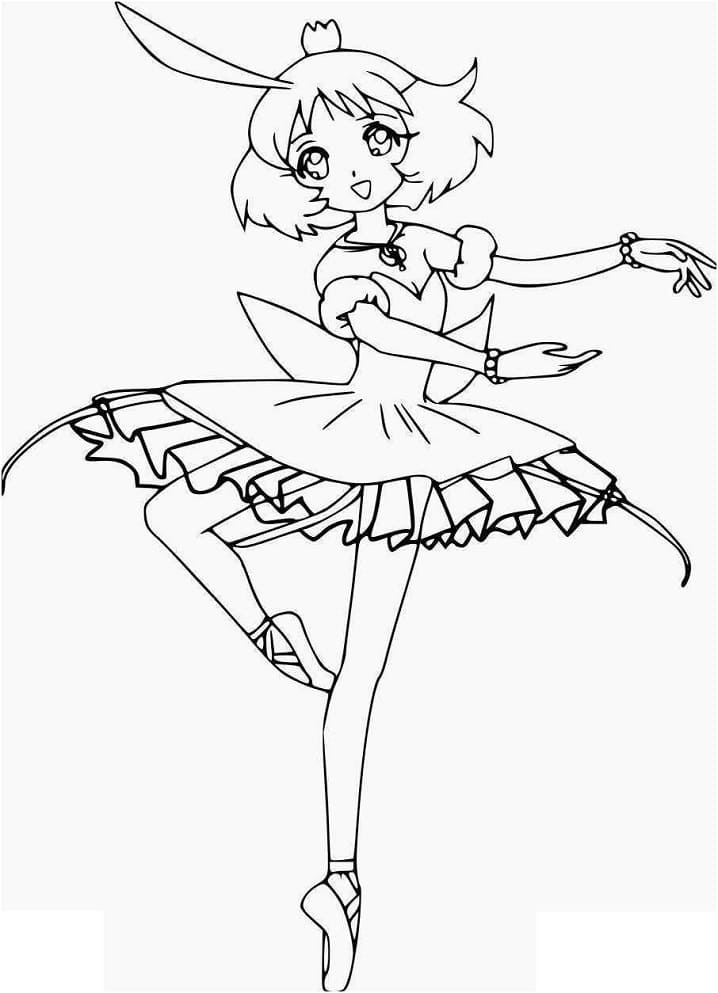 Coloriage danseuse manga fille à imprimer