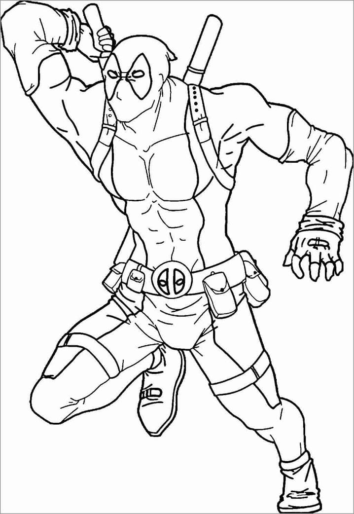 Coloriage deadpool attaquant