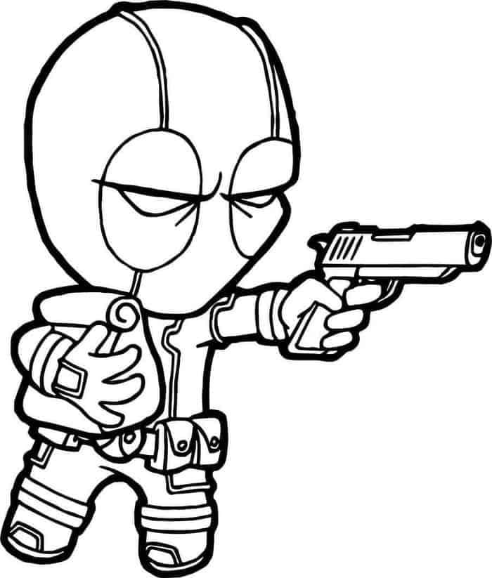 Coloriage deadpool avec pistolet