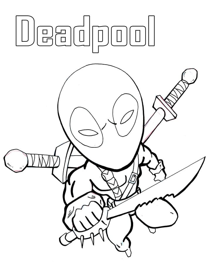 Coloriage deadpool en action