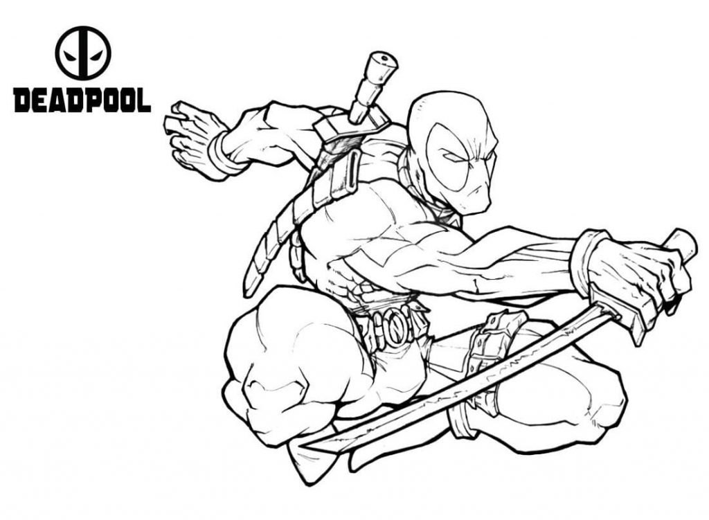 Coloriage deadpool en colère à imprimer