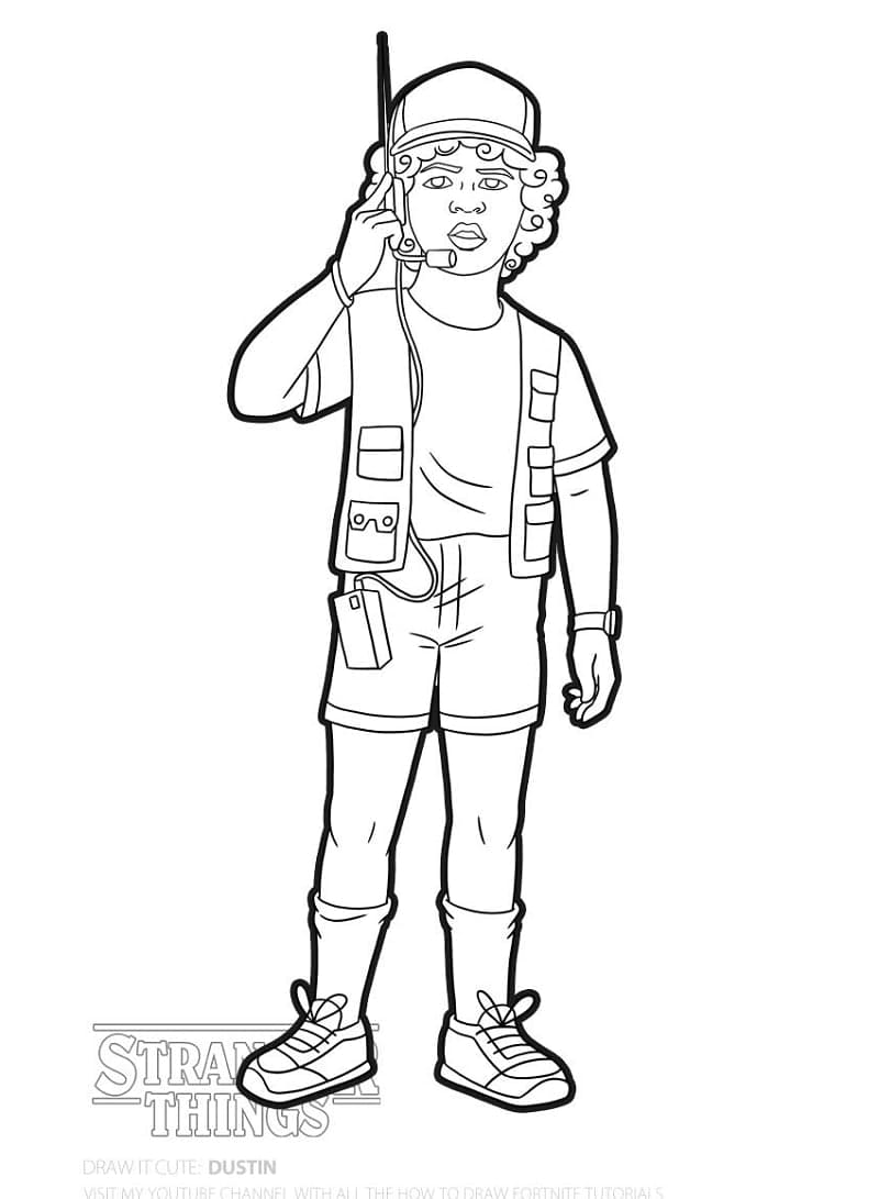 Coloriage dustin de stranger things à imprimer