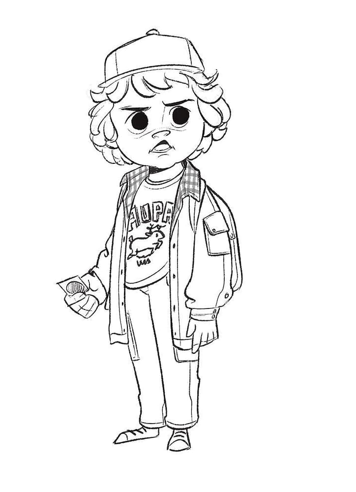 Coloriage dustin henderson de stranger things à imprimer