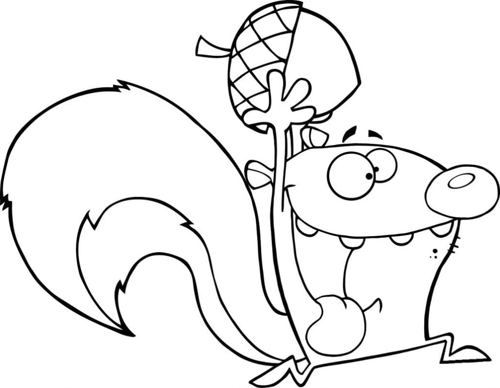 Coloriage écureuil de dessin animé à imprimer