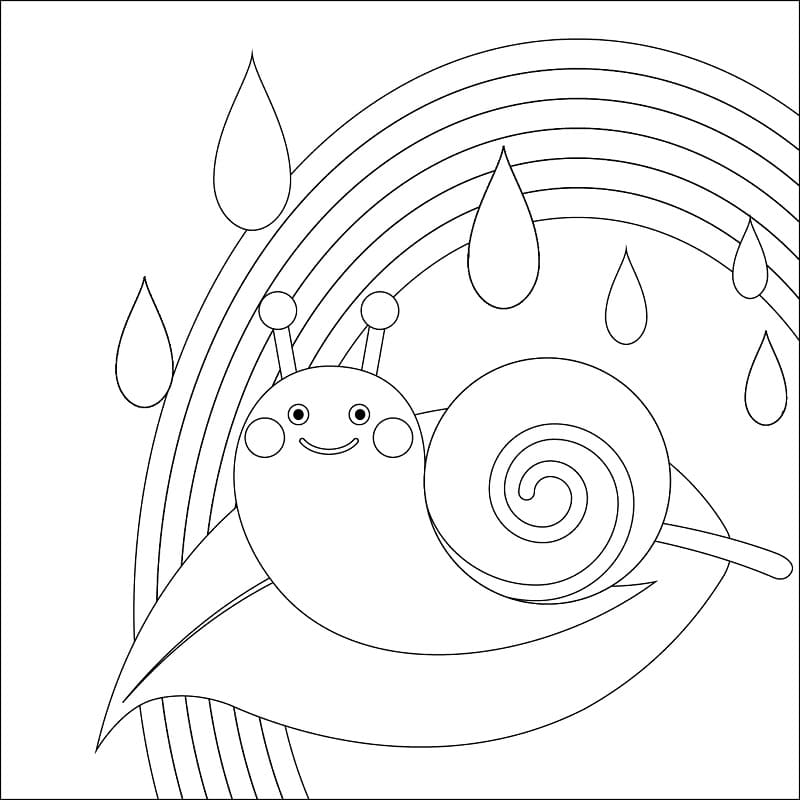 Coloriage escargot et arc-en-ciel à imprimer