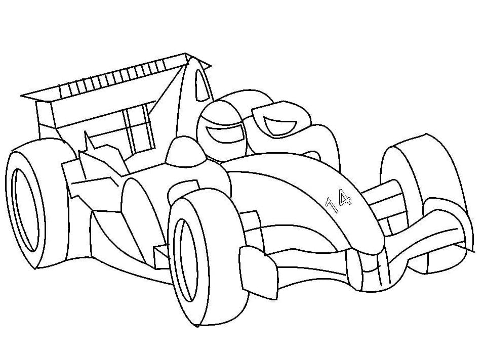 Coloriage formule 1 voiture de course 1 à imprimer