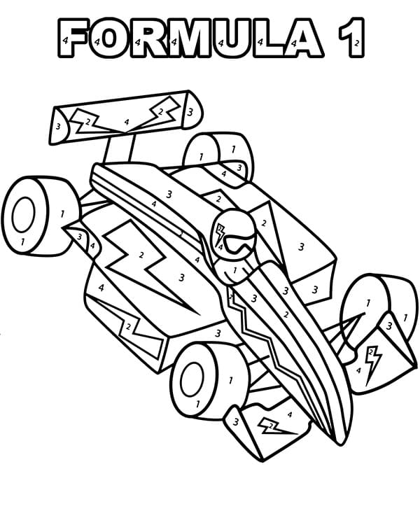 Coloriage formule 1 voiture de course 4 à imprimer