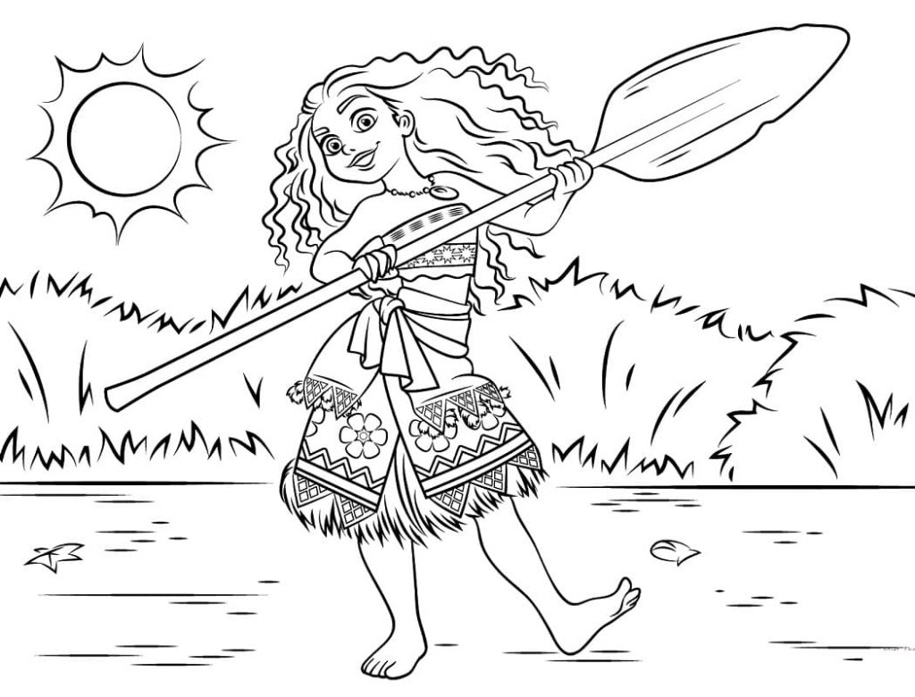 Coloriage heureux vaiana à imprimer