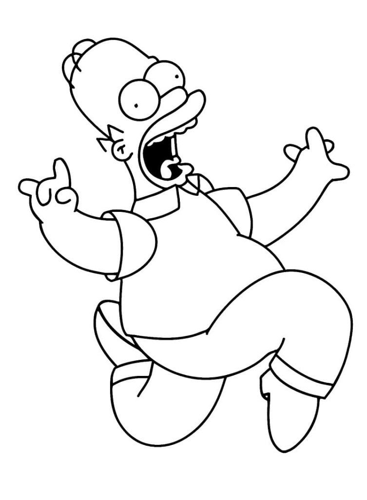 Coloriage homer simpson en cours d’exécution à imprimer