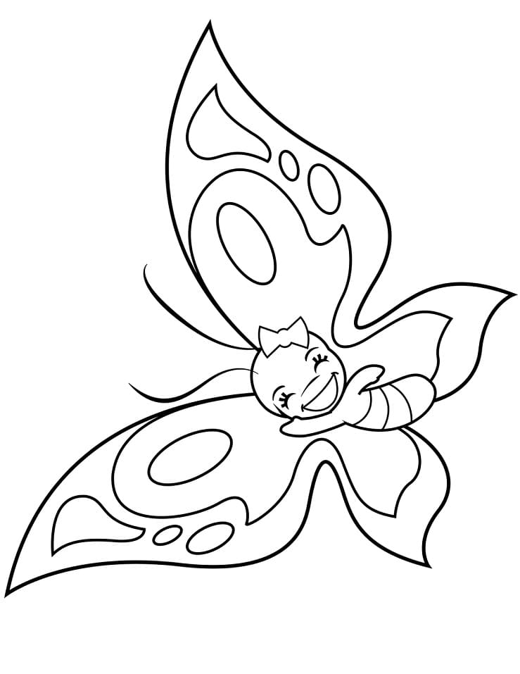 Coloriage joli papillon volant