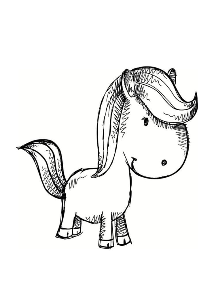 Coloriage joli poney simple