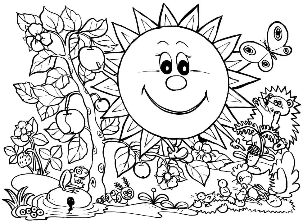 Coloriage joyeux printemps 2