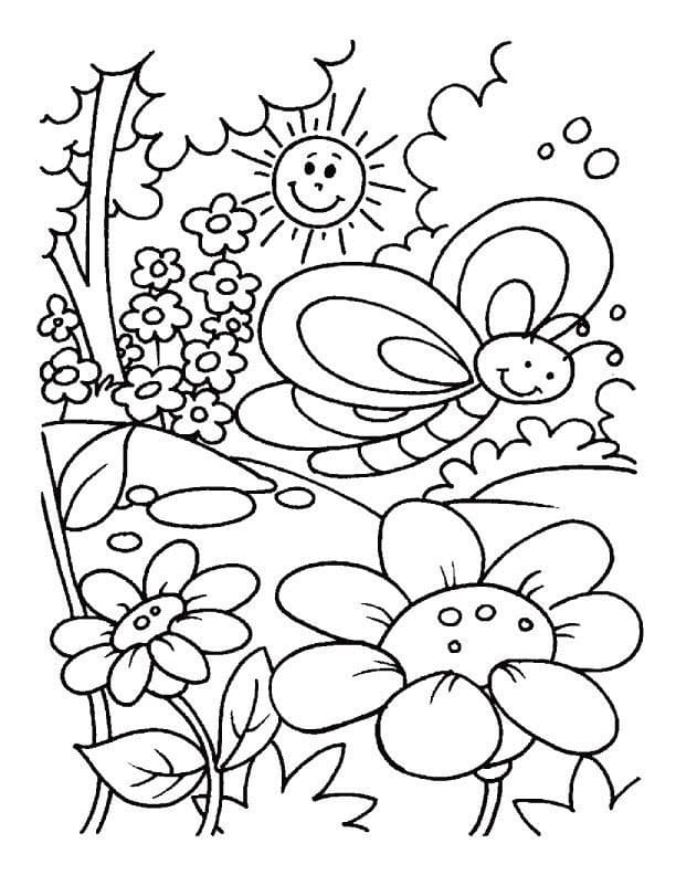 Coloriage joyeux printemps 3