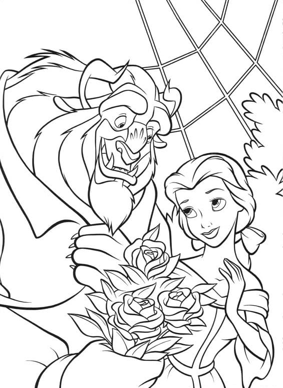 Coloriage la belle et la bête 6