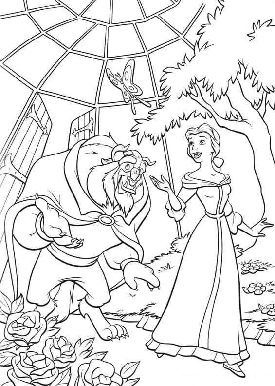 Coloriage La Belle et la Bête à imprimer